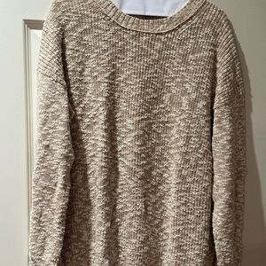 J Crew heathered tan cotton linen crewneck sweater Medium